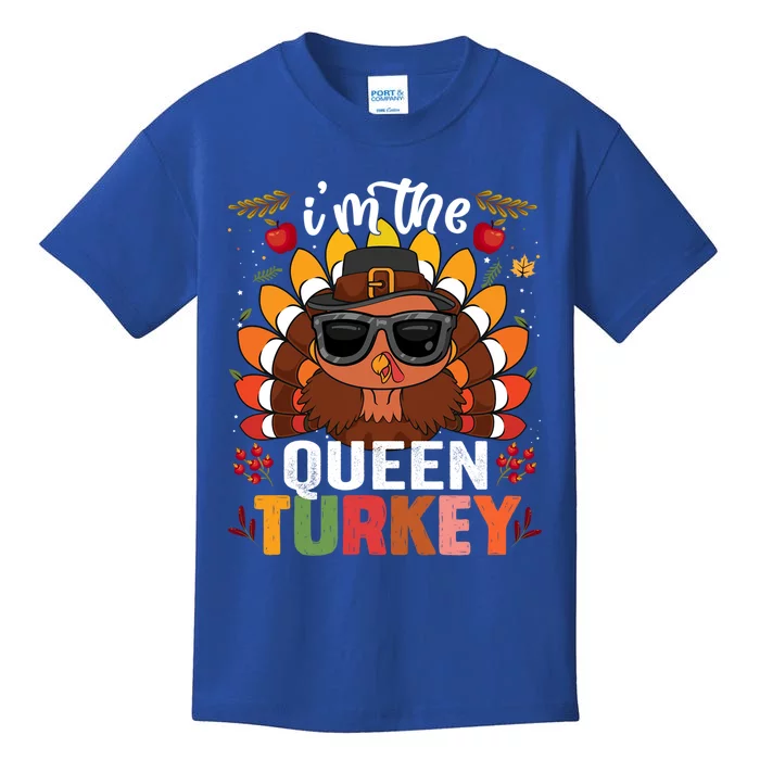 Queen Turkey Family Matching Group Thanksgiving Day Pilgrim Gift Kids T-Shirt