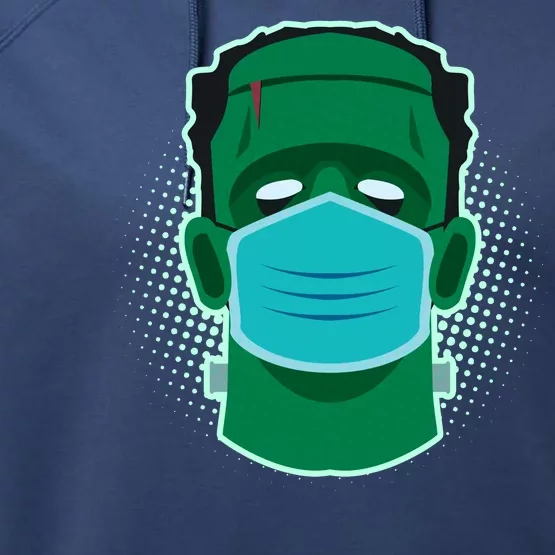 Quarantine Frankenstein With Mask Performance Fleece Hoodie