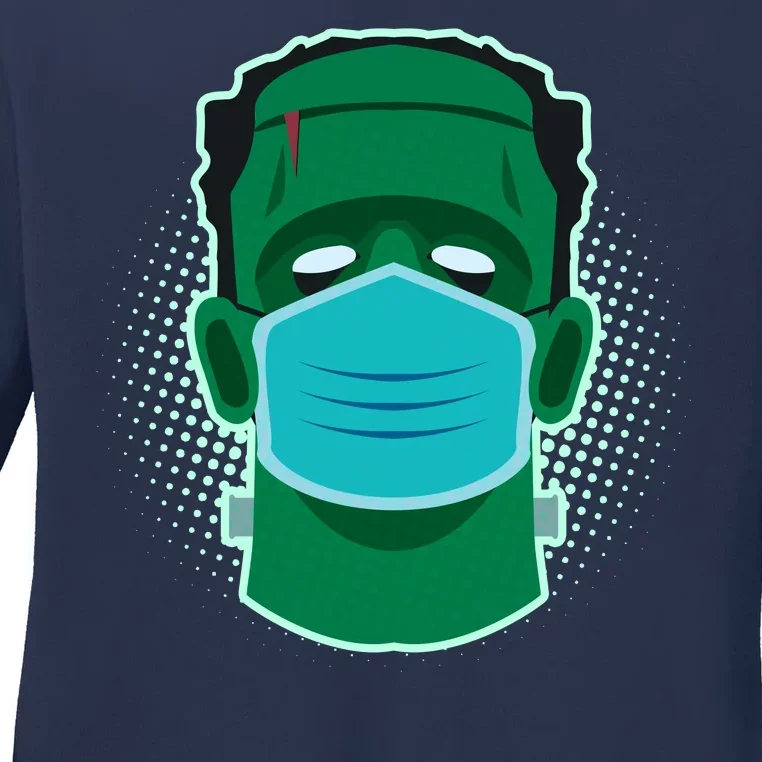 Quarantine Frankenstein With Mask Ladies Long Sleeve Shirt