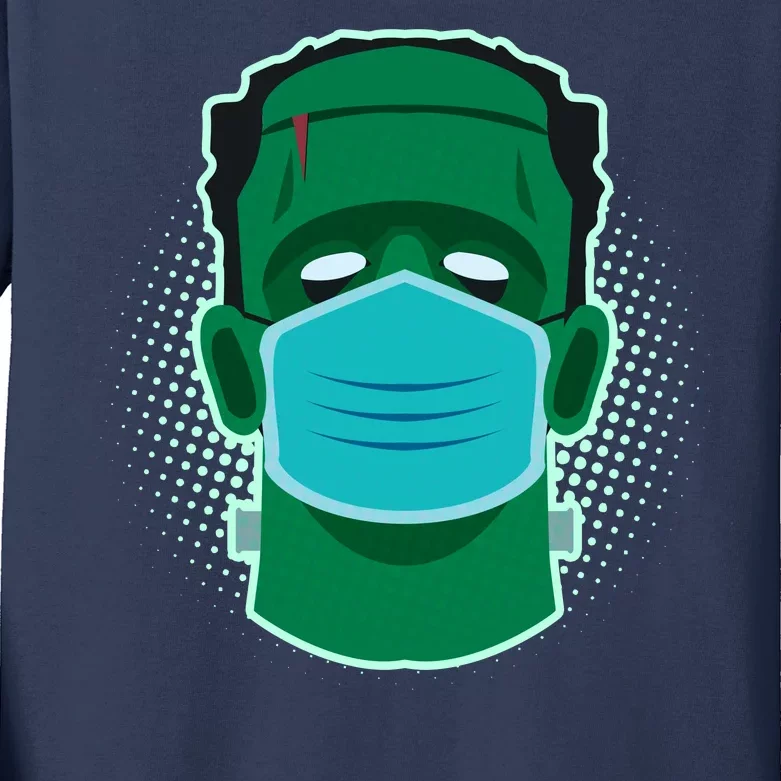 Quarantine Frankenstein With Mask Kids Long Sleeve Shirt