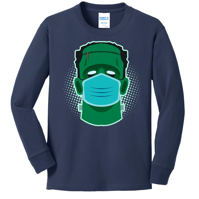 Quarantine Frankenstein With Mask Kids Long Sleeve Shirt