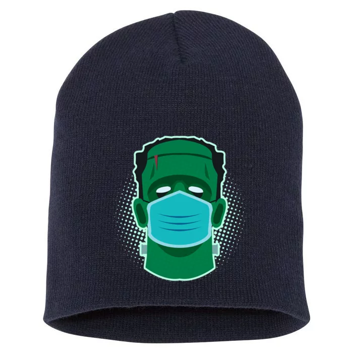 Quarantine Frankenstein With Mask Short Acrylic Beanie