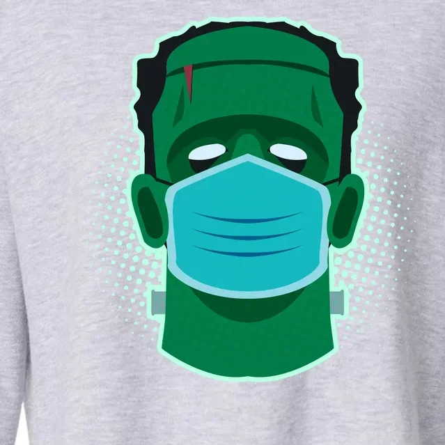 Quarantine Frankenstein With Mask Cropped Pullover Crew