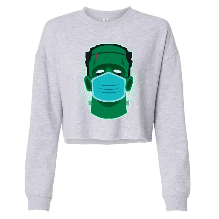 Quarantine Frankenstein With Mask Cropped Pullover Crew