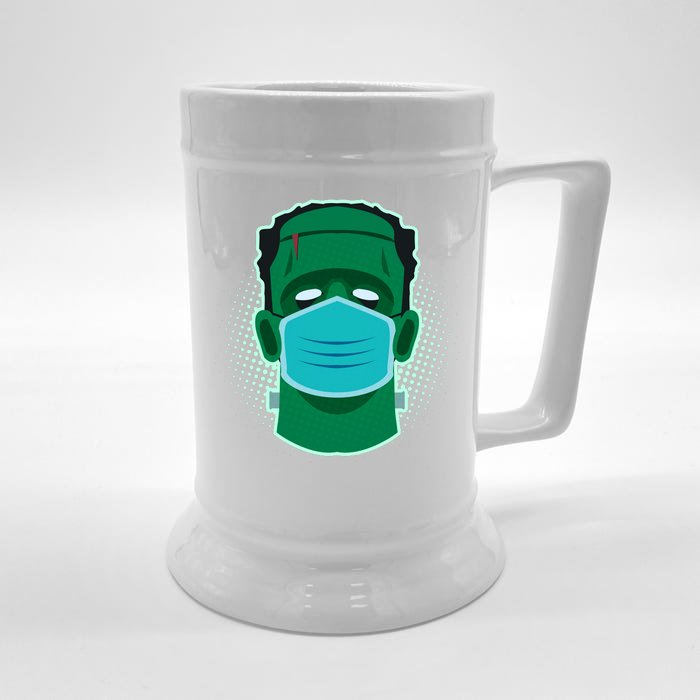 Quarantine Frankenstein With Mask Front & Back Beer Stein