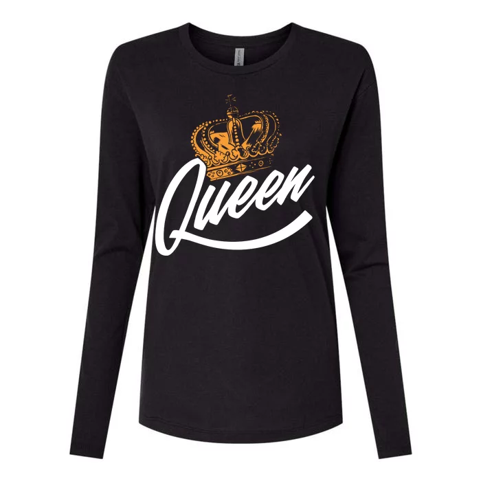 Queen Gold Crown Womens Cotton Relaxed Long Sleeve T-Shirt