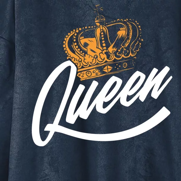 Queen Gold Crown Hooded Wearable Blanket