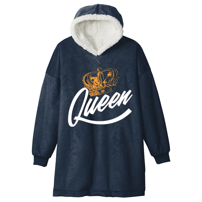 Queen Gold Crown Hooded Wearable Blanket