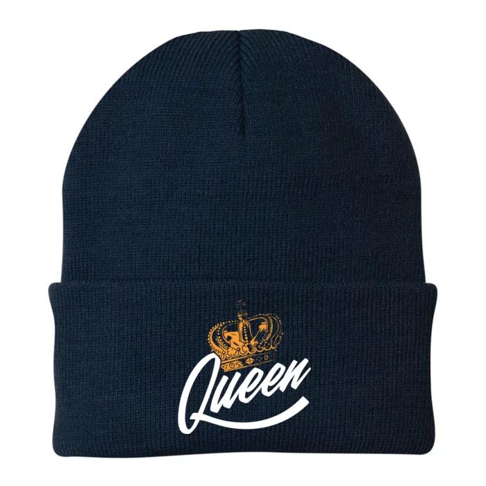 Queen Gold Crown Knit Cap Winter Beanie