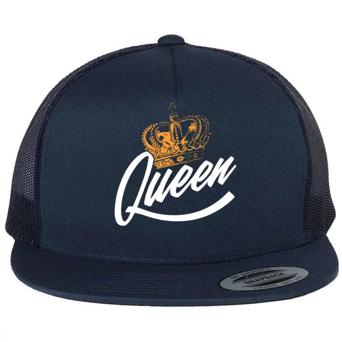 Queen Gold Crown Flat Bill Trucker Hat