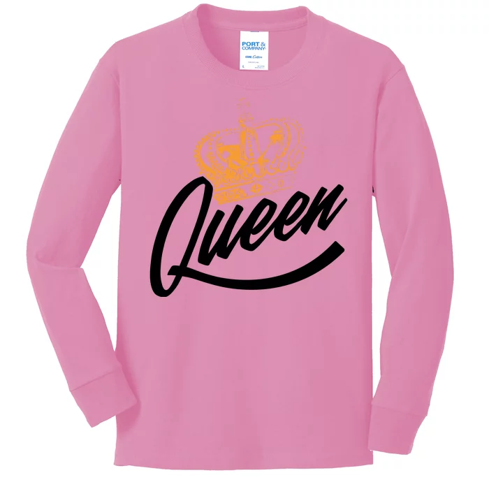 Queen Gold Crown Kids Long Sleeve Shirt