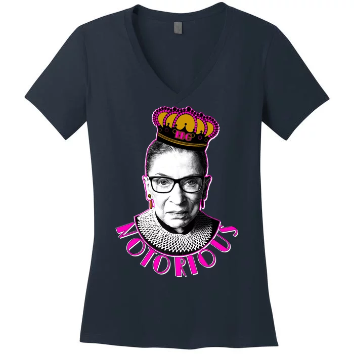 Queen Notorious RBG Ruth Bader Ginsburg Tribute Women's V-Neck T-Shirt