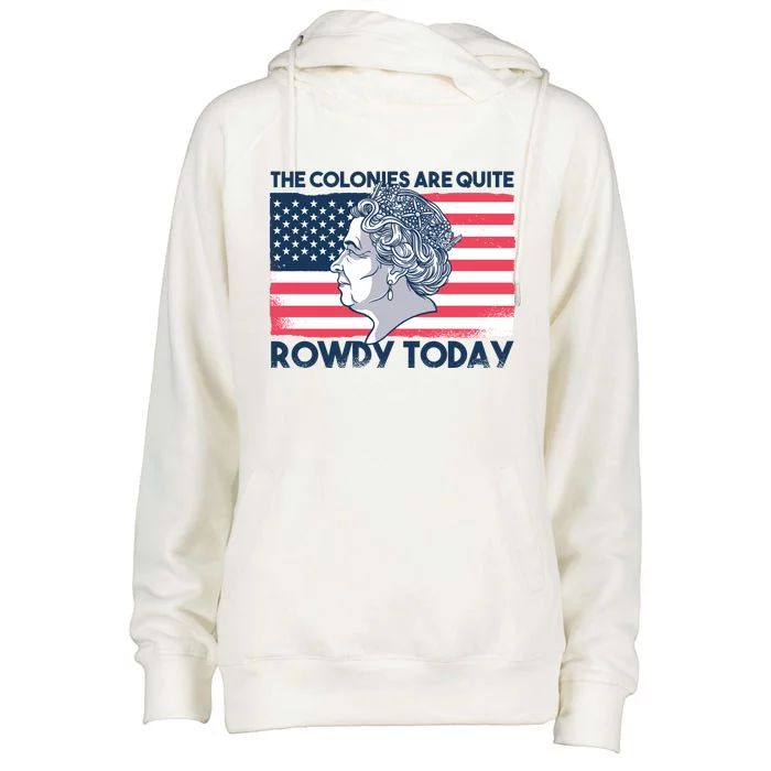 Queen Of England American Flag Womens Funnel Neck Pullover Hood