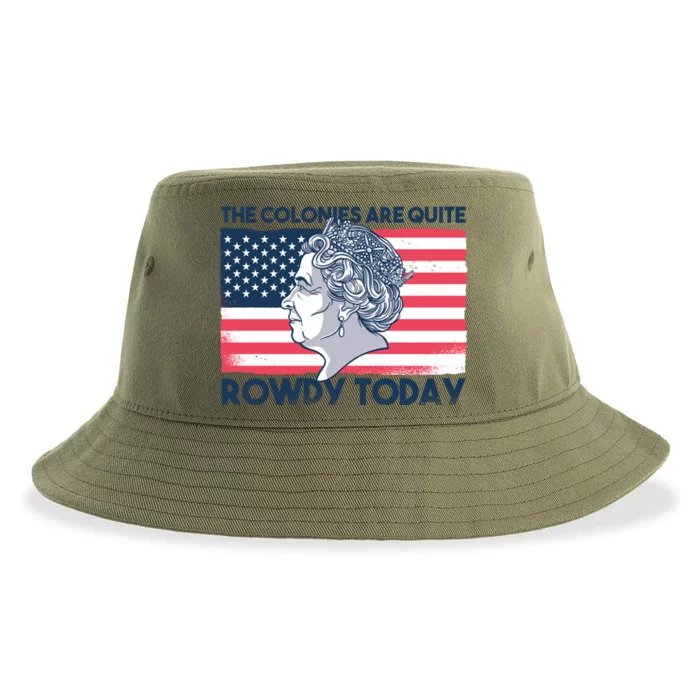 Queen Of England American Flag Sustainable Bucket Hat