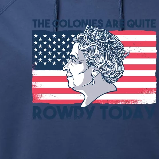 Queen Of England American Flag Performance Fleece Hoodie