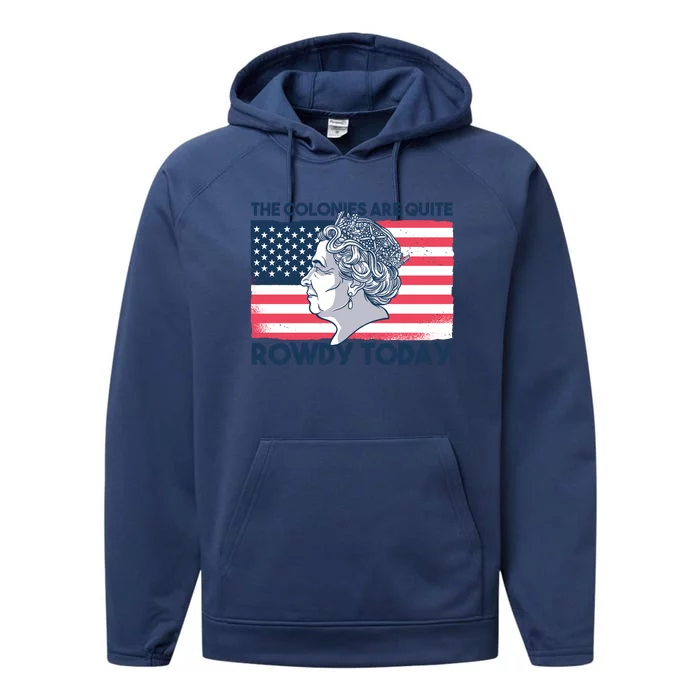 Queen Of England American Flag Performance Fleece Hoodie