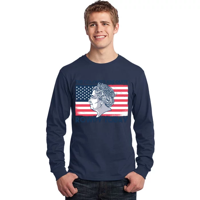 Queen Of England American Flag Tall Long Sleeve T-Shirt