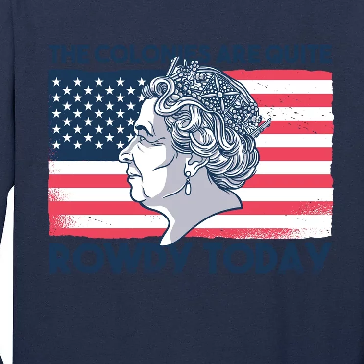 Queen Of England American Flag Tall Long Sleeve T-Shirt