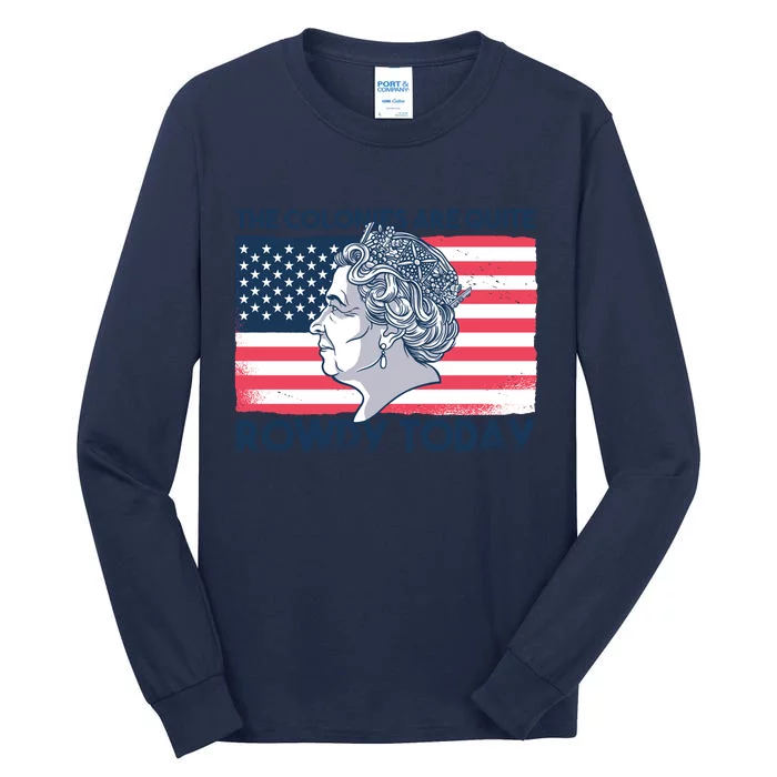 Queen Of England American Flag Tall Long Sleeve T-Shirt