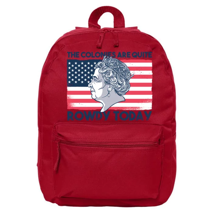 Queen Of England American Flag 16 in Basic Backpack