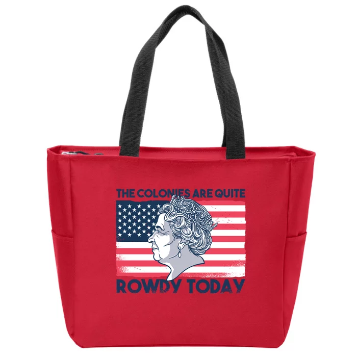 Queen Of England American Flag Zip Tote Bag