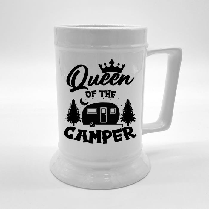 Queen of the Camper Funny Camping Front & Back Beer Stein