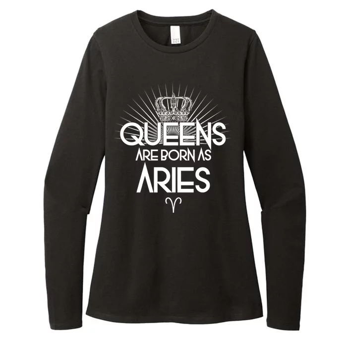 Queens Are Born As Aries Womens CVC Long Sleeve Shirt