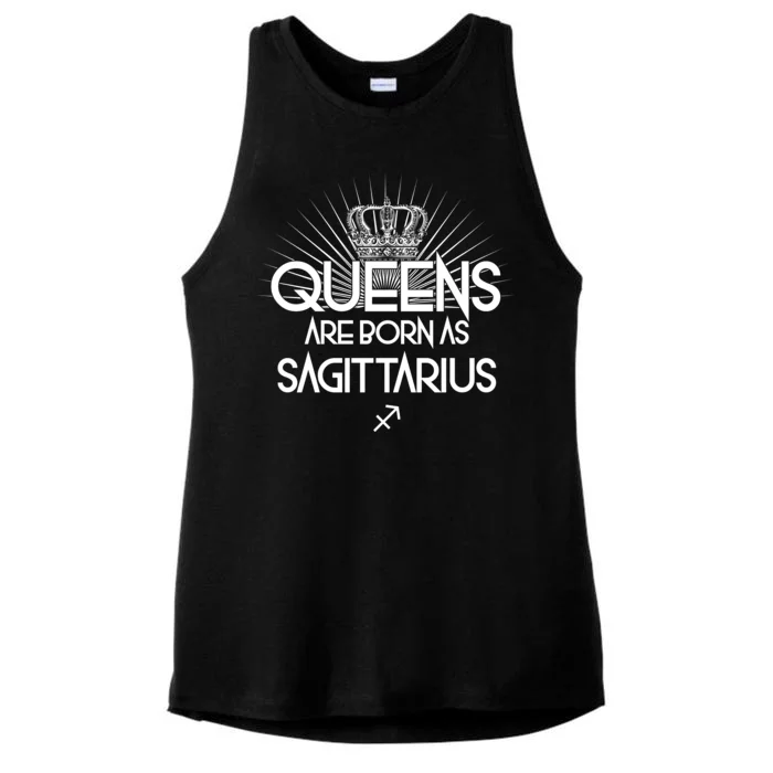 Queens Are Born As Sagittarius Ladies Tri-Blend Wicking Tank