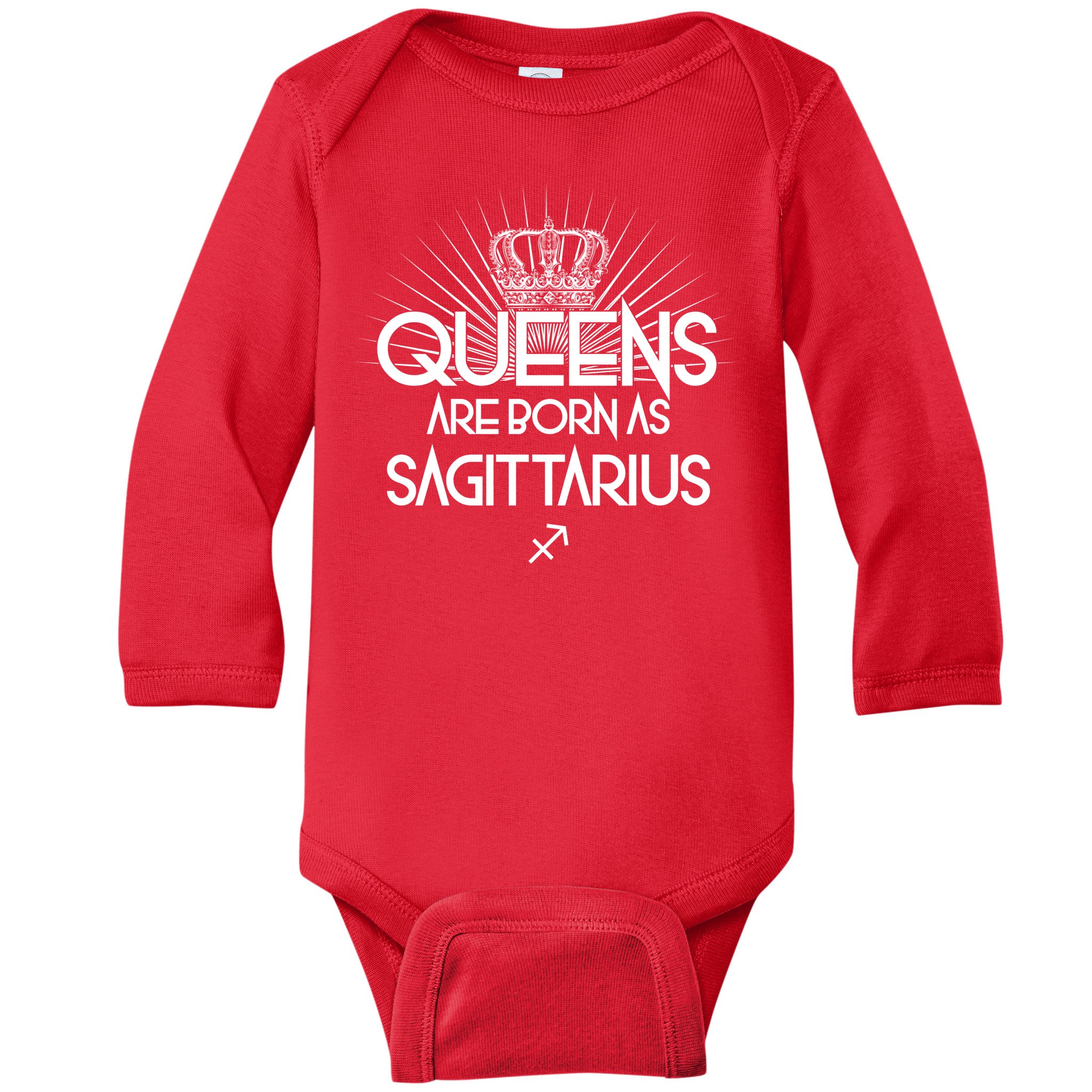 Queens Are Born As Sagittarius Baby Long Sleeve Bodysuit