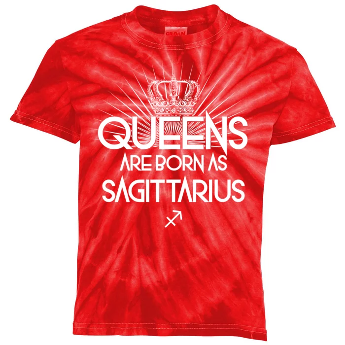 Queens Are Born As Sagittarius Kids Tie-Dye T-Shirt