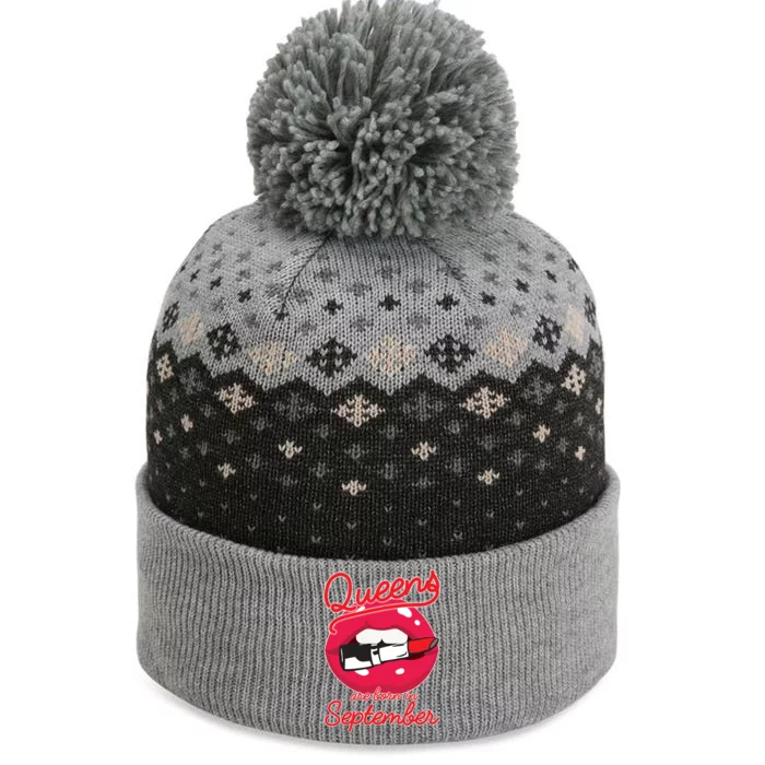 Queens Are Born in September Lipstick The Baniff Cuffed Pom Beanie