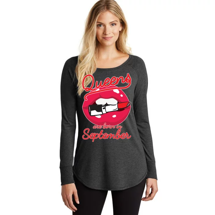 Queens Are Born in September Lipstick Women's Perfect Tri Tunic Long Sleeve Shirt