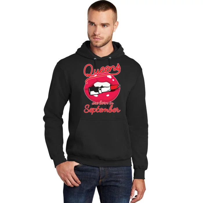 Queens Are Born in September Lipstick Tall Hoodie