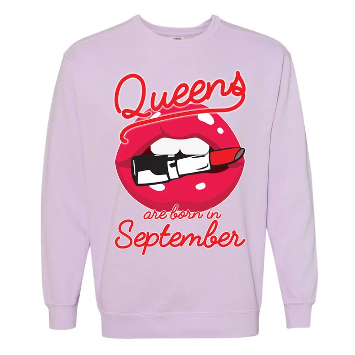 Queens Are Born in September Lipstick Garment-Dyed Sweatshirt