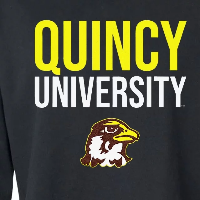 Quincy University Hawks Stacked Cropped Pullover Crew