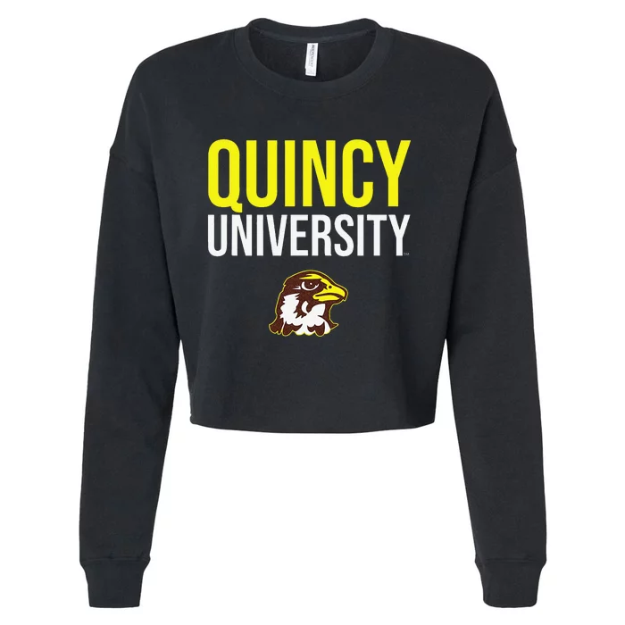 Quincy University Hawks Stacked Cropped Pullover Crew