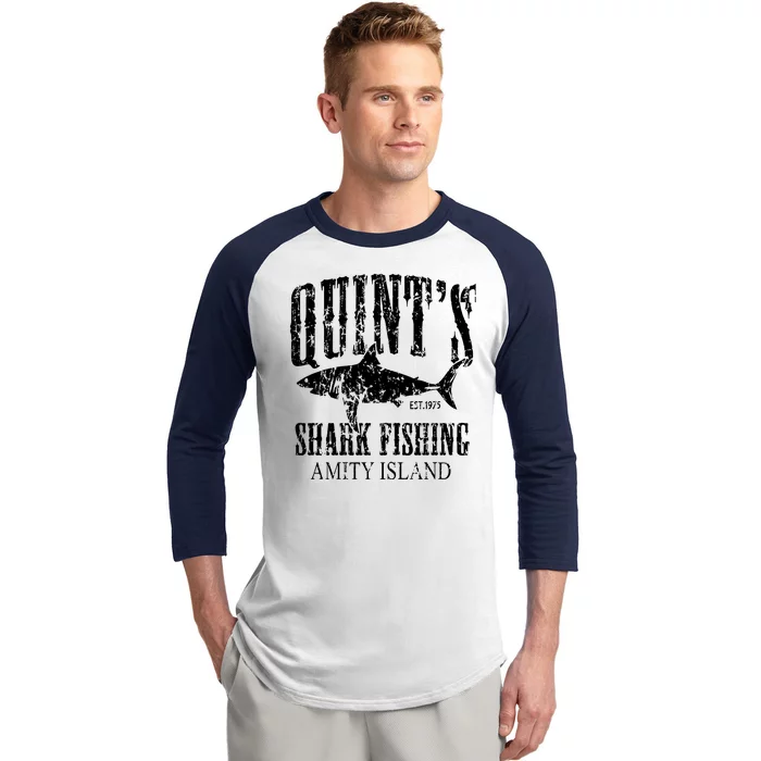 Quint's Shark Fishing Amity Island Baseball Sleeve Shirt