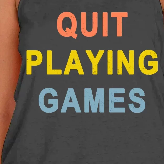 Quit Playing Games Women's Knotted Racerback Tank