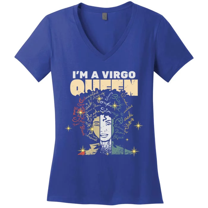 Queen Virgo August September Bday Cute Gift Women's V-Neck T-Shirt