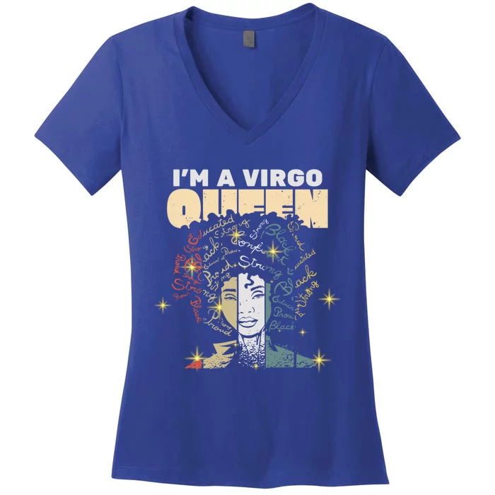 Queen Virgo August September Bday Meaningful Gift Women's V-Neck T-Shirt