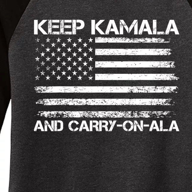 Quote Voting Keep Kamala And Carryonala Funny Election Gift Women's Tri-Blend 3/4-Sleeve Raglan Shirt