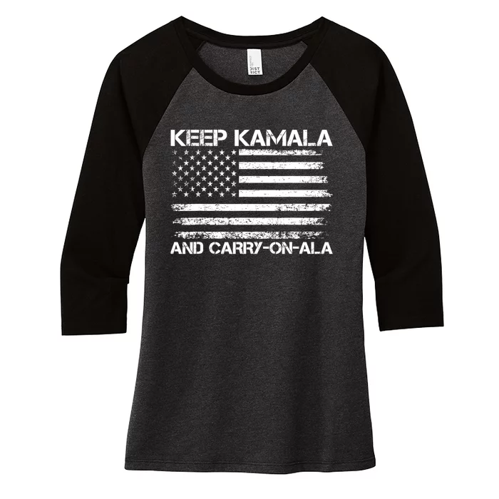 Quote Voting Keep Kamala And Carryonala Funny Election Gift Women's Tri-Blend 3/4-Sleeve Raglan Shirt