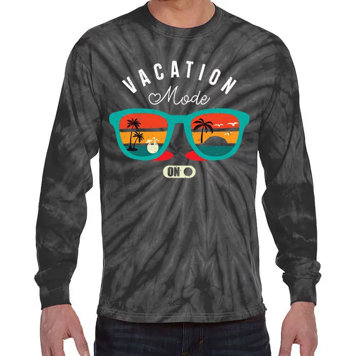 Quote Vacation Mode On Summer Vintage Tie-Dye Long Sleeve Shirt