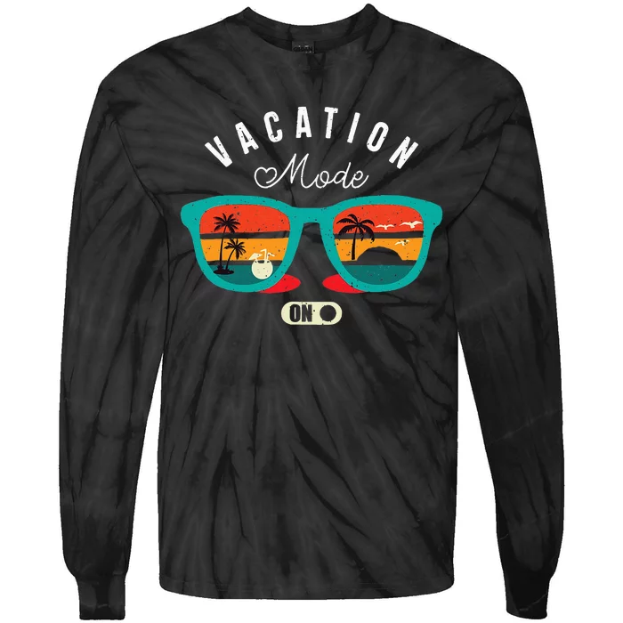 Quote Vacation Mode On Summer Vintage Tie-Dye Long Sleeve Shirt