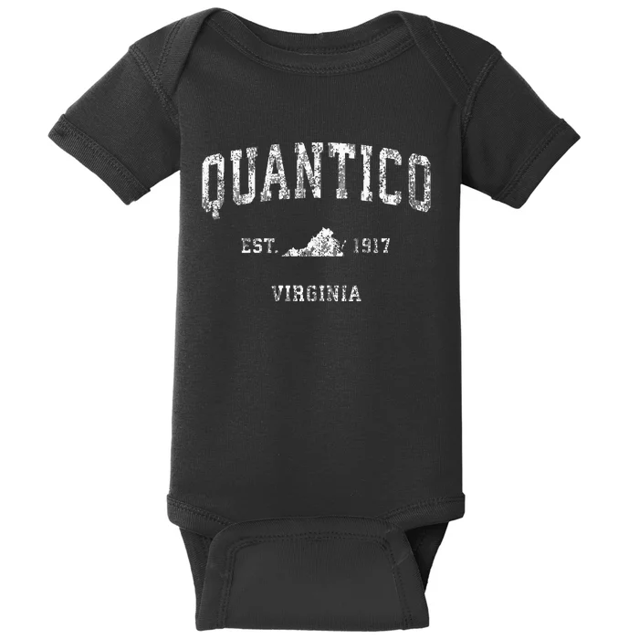 Quantico Virginia Va Vintage Athletic Sports Design Baby Bodysuit