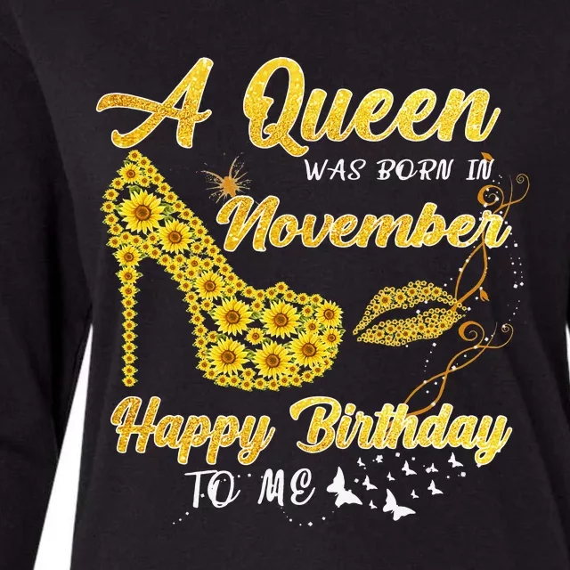 Queen Was Born In November Funny Sunflower Birthday Gifts Womens Cotton Relaxed Long Sleeve T-Shirt