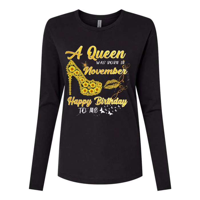 Queen Was Born In November Funny Sunflower Birthday Gifts Womens Cotton Relaxed Long Sleeve T-Shirt