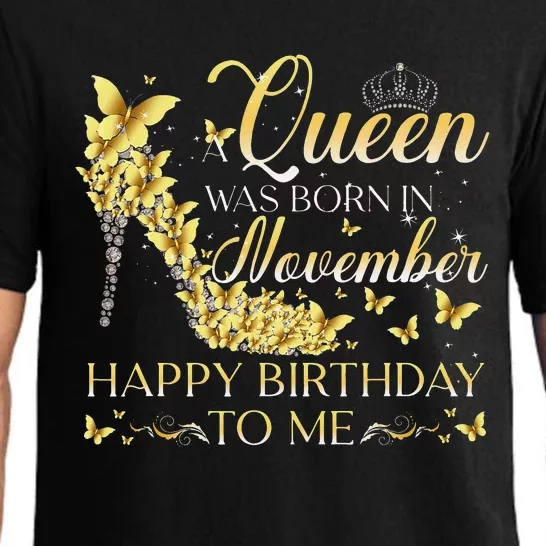 Queen Was Born In November Happy Birthday To Me Crown Shoes Pajama Set