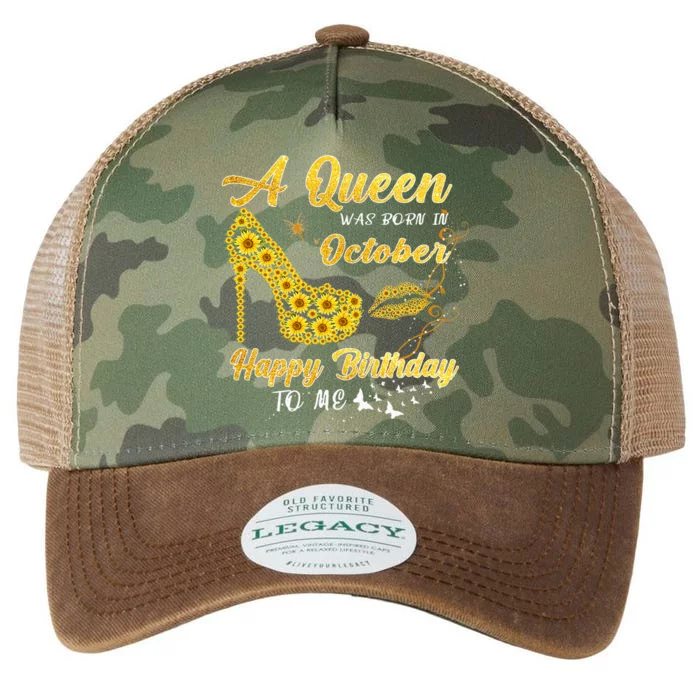 Queen Was Born In October Funny Sunflower Birthday Gifts Legacy Tie Dye Trucker Hat