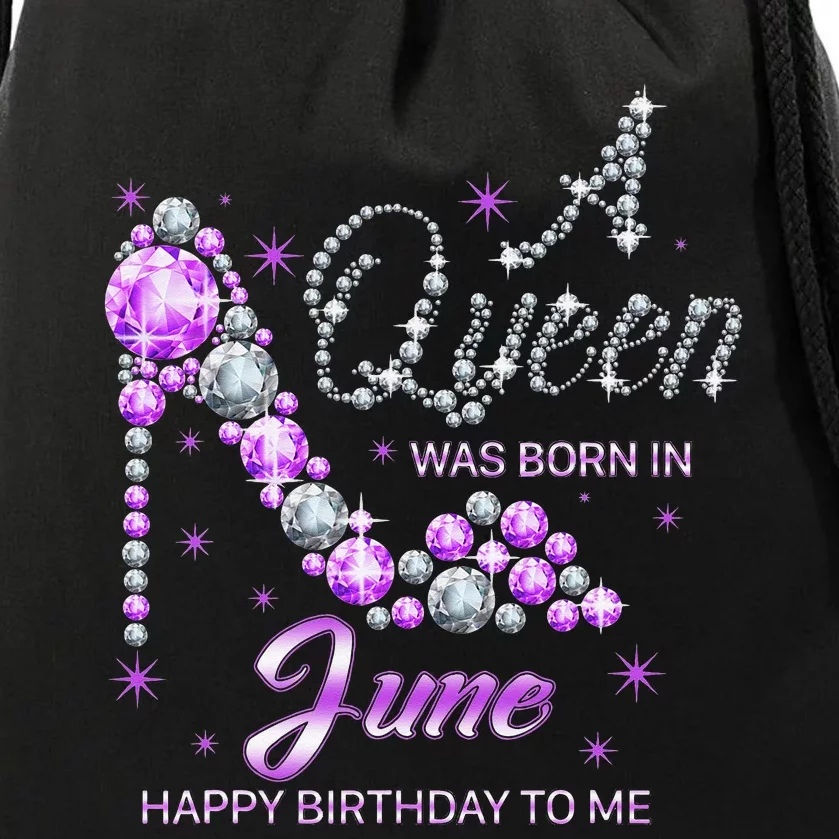 Queen was born in June Funny Birthday Cute June Wo Drawstring Bag